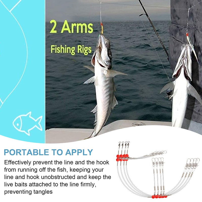 YOTO Fishing Leaders,Saltwater Tackle Rig with Swivels Snap, High-Strength Fishing Wire Gear Equipment for Lures Bait Or Hooks,1Arm and 2Arm - Image 5